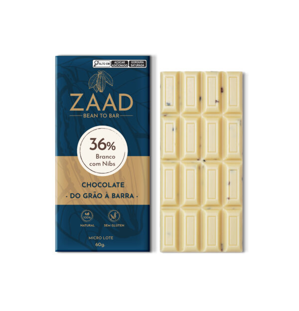 Chocolate 36% Branco com Nibs de cacau