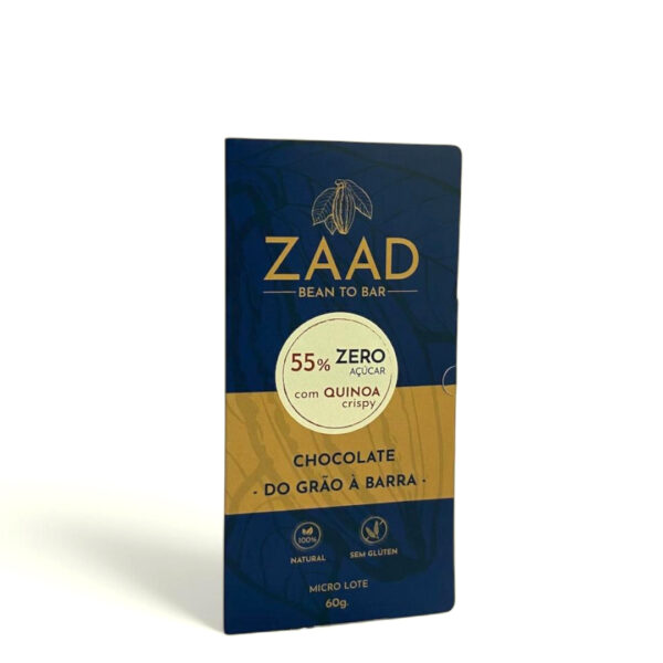 Chocolate 55% ao leite Zero Açúcar com quinoa crispy